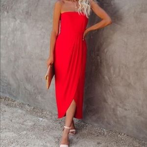 NWT Vici Aglow Strapless Draped Midi Dress